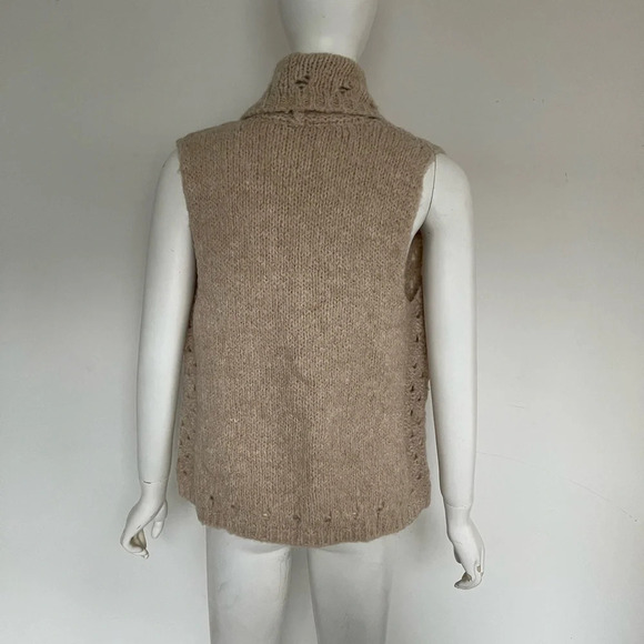 Myrine Antwerp Women's Chunky Knit Vest Beige Ivory One Size Wool Blend - Picture 3 of 8